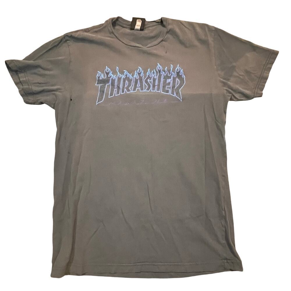 Thrasher Magazine‎ Flame Logo T Shirt Gray Skate Streetwear San Francisco Medium